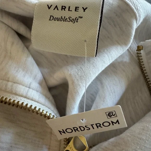 NEW Varley Hawley Half Zip Sweatshirt in Ivory Marl - Picture 3 of 7